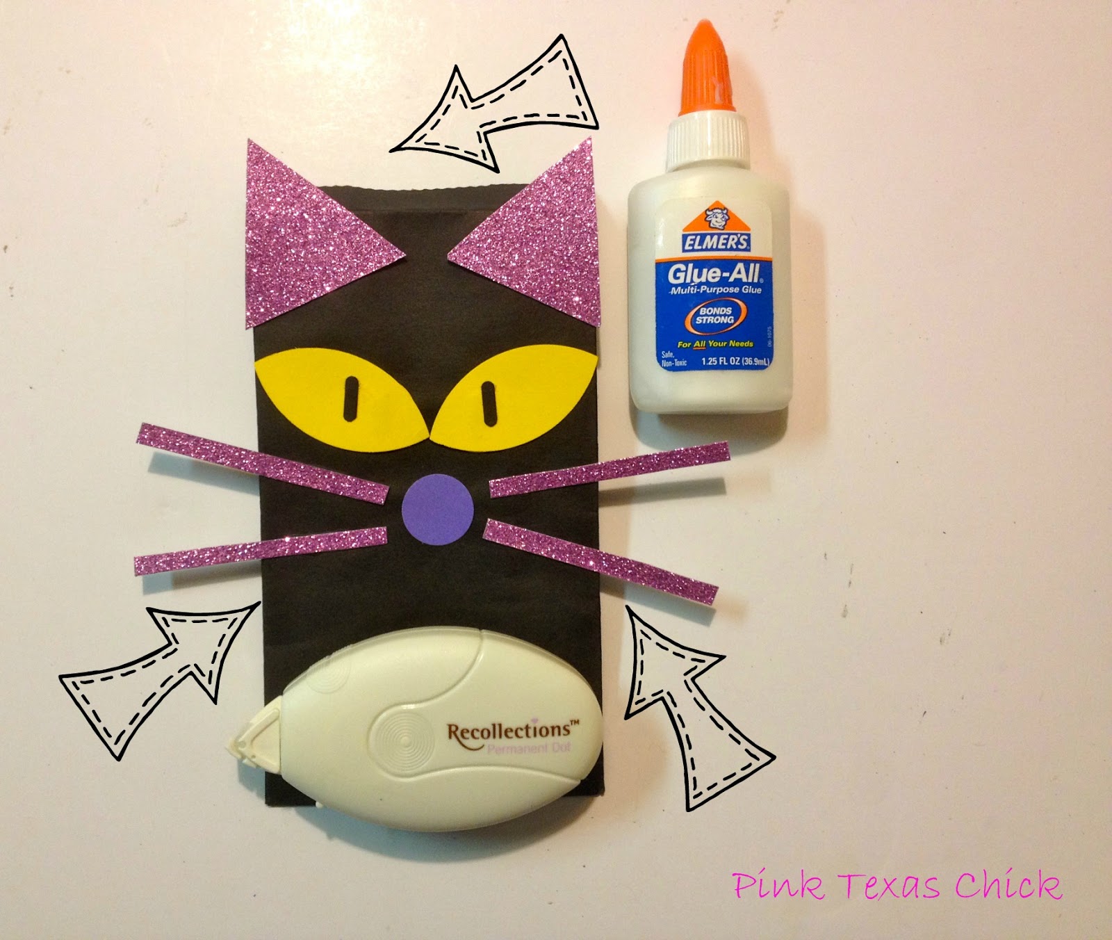 Pink Texas Chick Black Kitty Cat Treat Bags {Halloween}