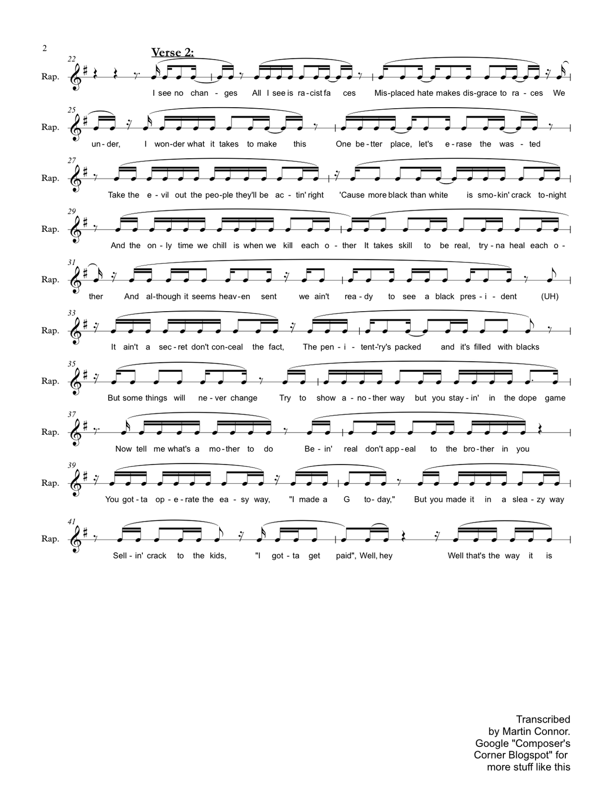 2pac Changes Rap Sheet Music The Composer's Corner