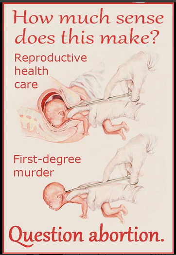 How much sense does this make? Baby almost out of the mother's body when killed = "reproductive health care." Baby entirely out of the mother's body when it's killed = first degree murder. Question abortion.