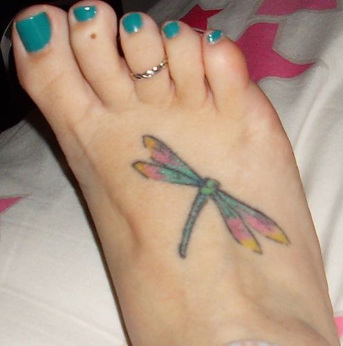 Dragonfly+tattoos+for+women+on+foot