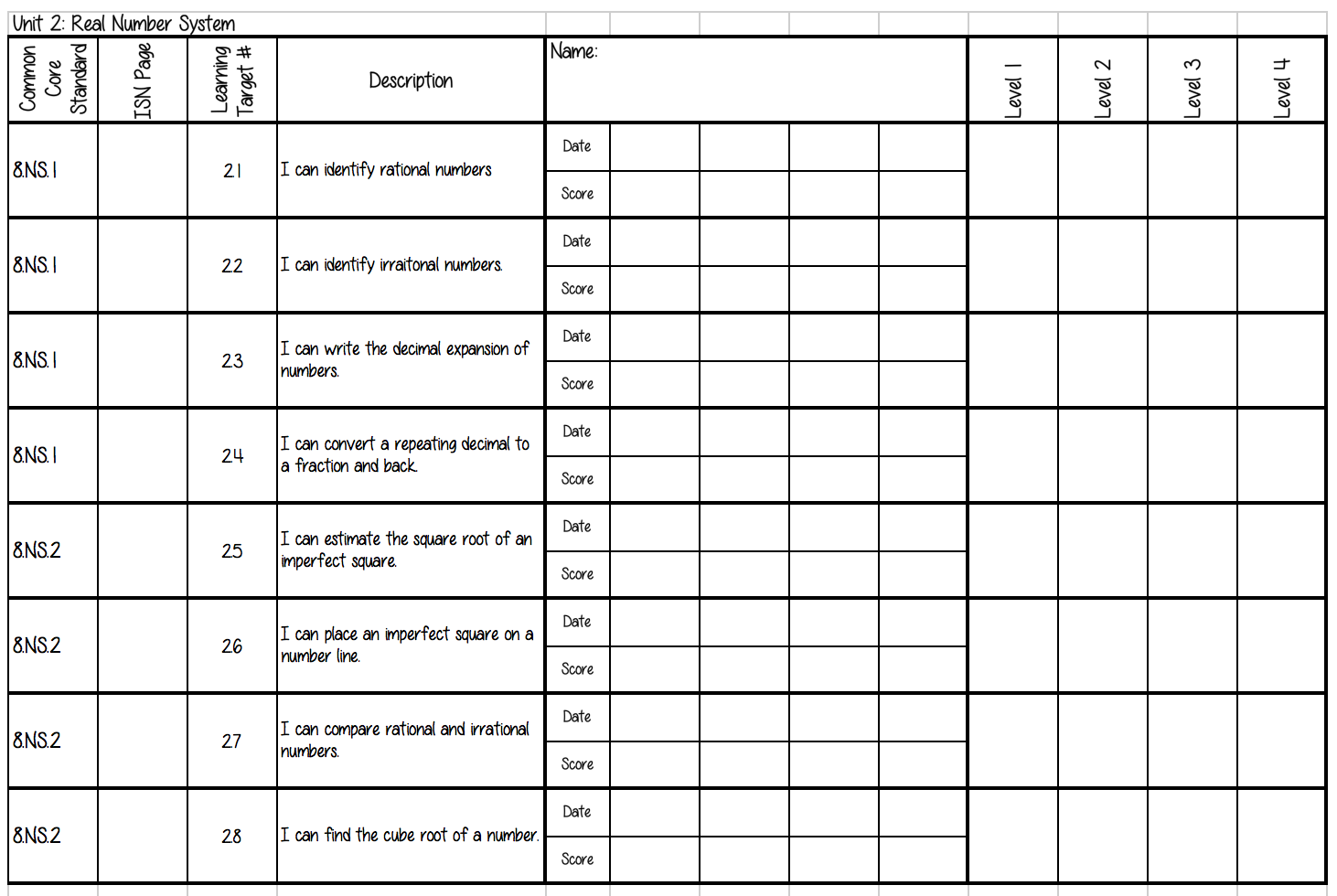 homework tracking sheet
