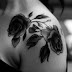 SIMPLE RED ROSE TATTOO ON SHOULDER