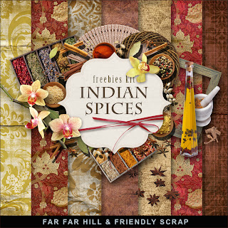 Free scrapbook kit "Indian Spices" from Far Far Hill