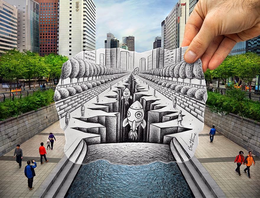 These are Real Life Photographs, but with Awesome Creative Drawings