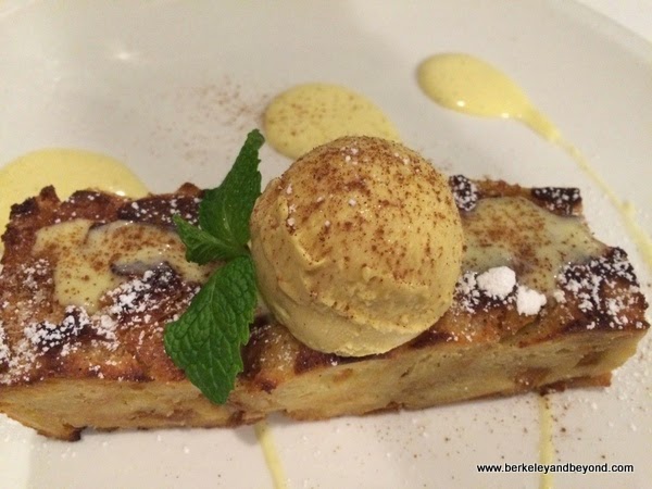 persimmon bread pudding at Fattoria e Mare in Burlingame, California persimmon bread pudding at Fattoria e Mare in Burlingame, California