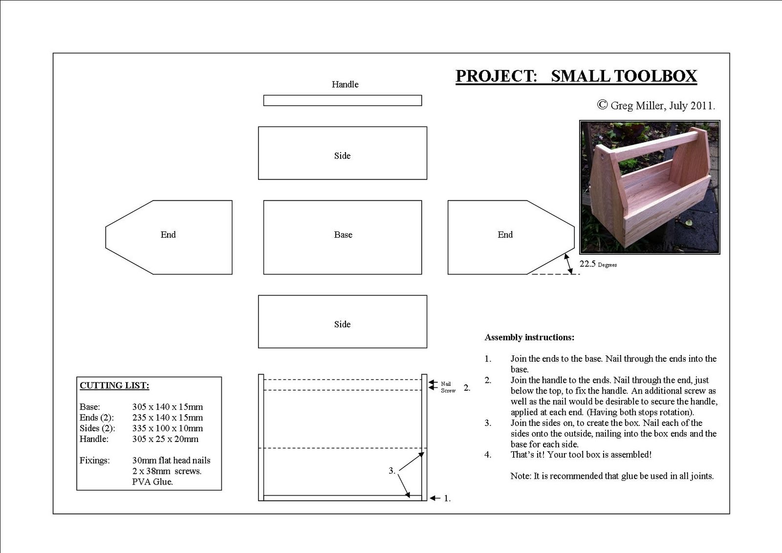 Woodworking kids wooden tool box plans PDF Free Download