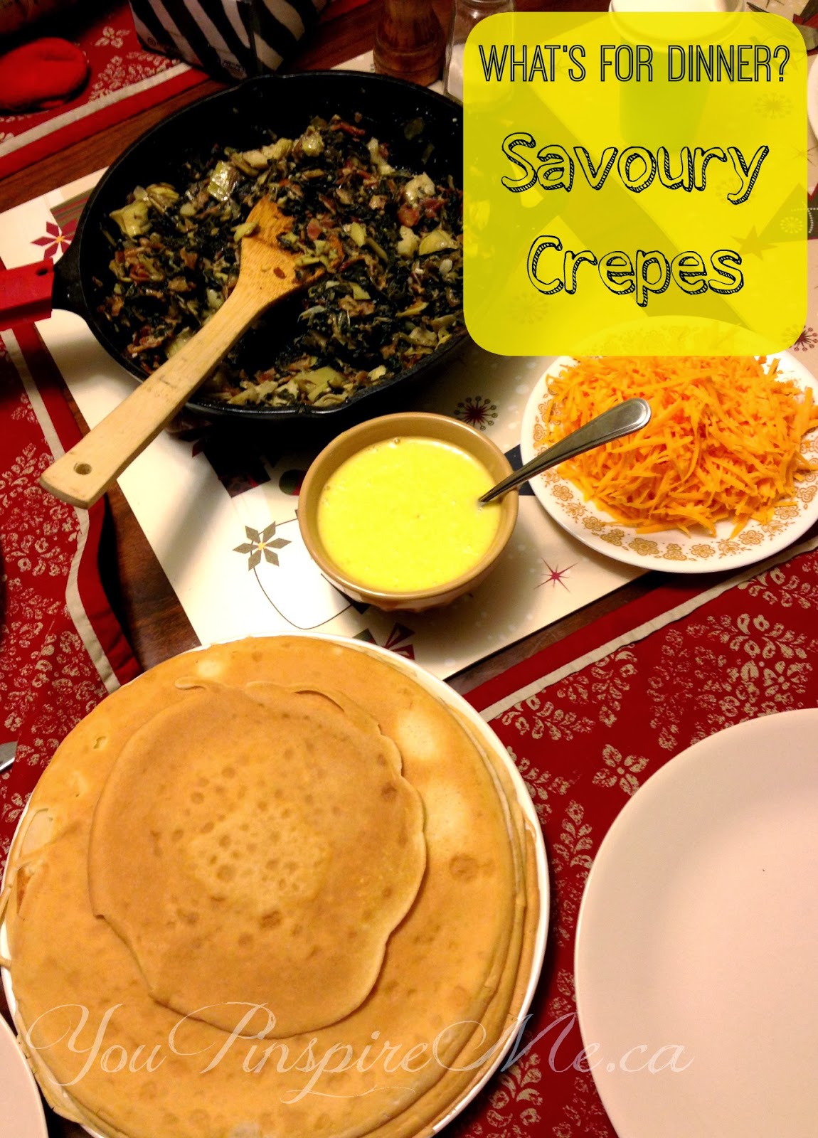 . You Pinspire Me . Spinach Artichoke & Bacon Savoury Crepe with