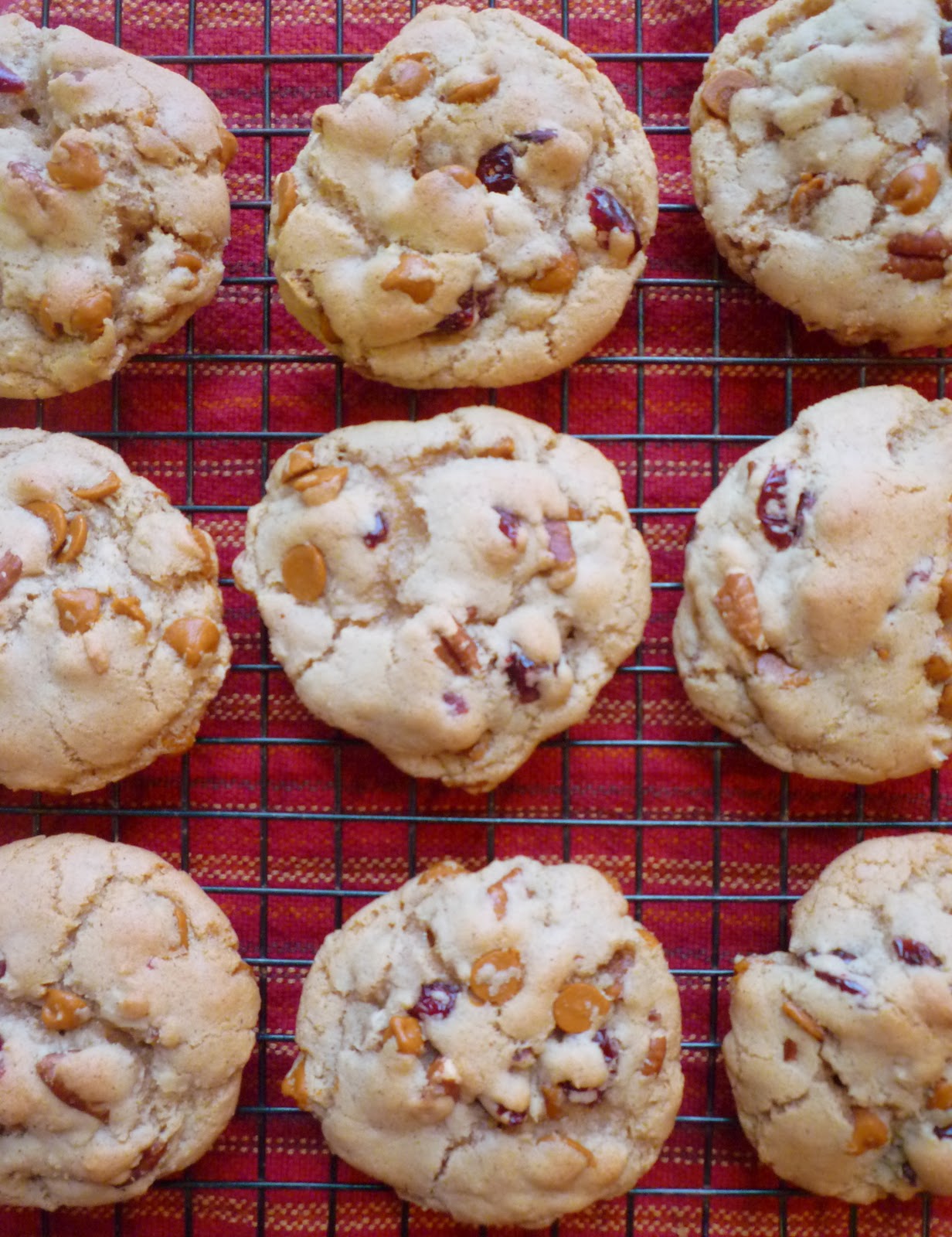 What's Baking in the Pecan, Cranberry, Cinnamon Chip Cookies