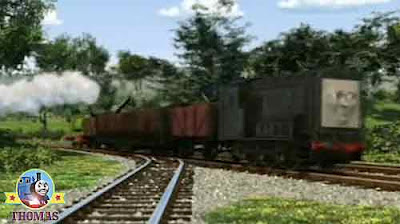 One bright day Thomas the tank engine Percy and Diesel the tank engine colleting rail scrap parts