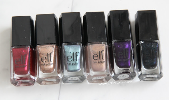 shimmery nail polishes in the e.l.f. Essential 14-Piece Nail Cube - Jewel Tones