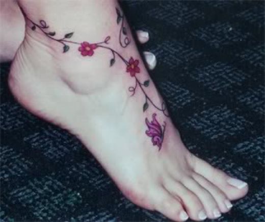 peace and love foot tattoos. on a foot tattoo get ready
