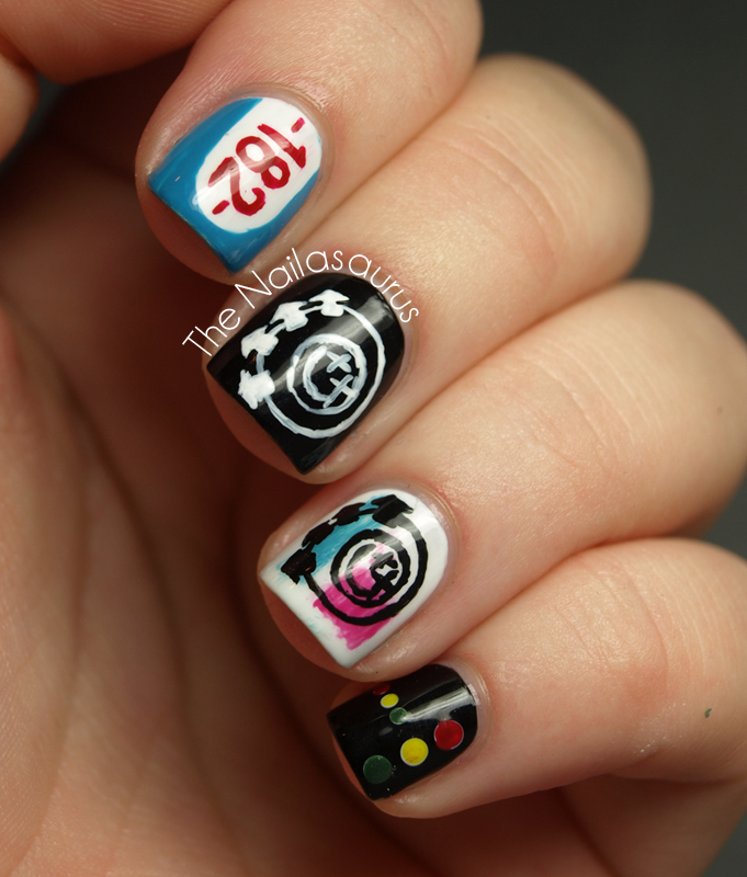 Blink 182 Nail Art What S My Age Again The Nailasaurus Uk Blink 182 Freehand Nail Art