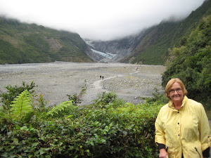 Linda at base of Franz Joseph Glacier