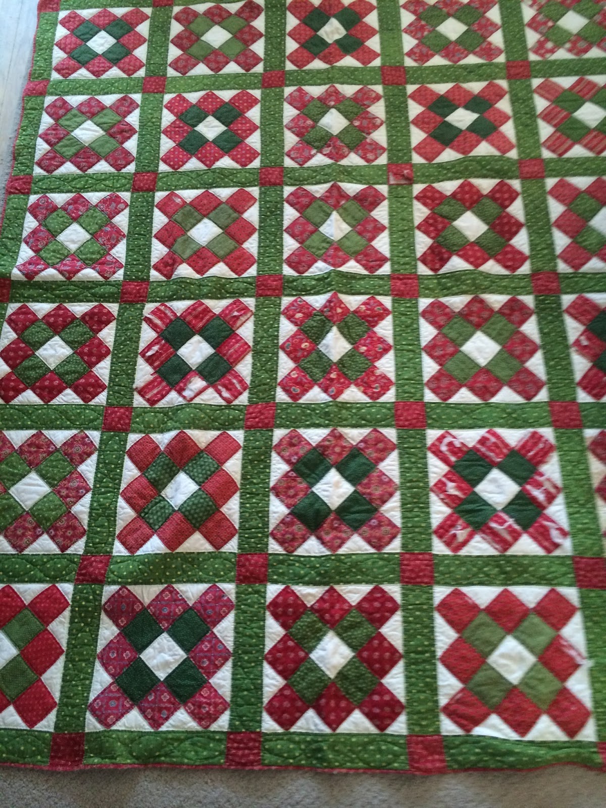 Gone To The Beach A Red and Dill Pickle Green Quilt for Christmas