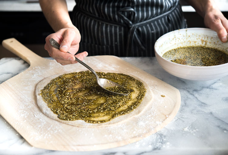 Hummus + Za'atar Flatbread WILD GREENS & SARDINES