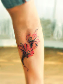 red flower tattoo design