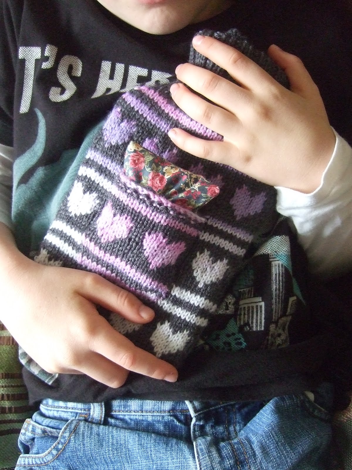 Made By Joanne another (larger) knitted hot water bottle cover