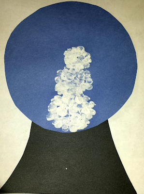 fingerprint snow globe snowman craft for kids