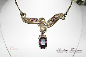Unique Designed Signed Amethyst , Purple Coro Necklace