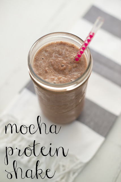 Need a morning pick me up? Try this Mocha Protein Shake! The best of both worlds--protein and caffeine to start your morning!