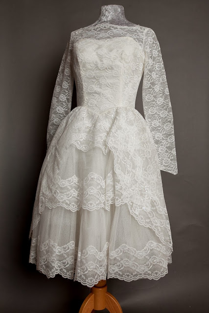 HVB vintage 1950s lace wedding dresses - 'cupcake' wedding dress, priced £950 