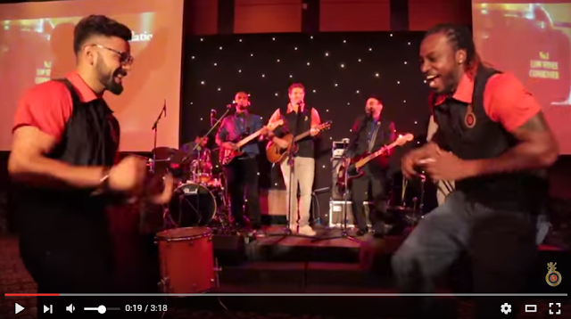 RCB may failed to click so far, despite having many heavyweights, but when it comes post-match entertainment, they seem to have no competition.  An official video uploaded on Wednesday shows Chris Gayle and Virat Kohli doing some high-spirited tandem dancing. Wearing RCB jersey, they show off their skill on the dancing floor.  Music is from Shane Watson who plays the guitar and sings Los Lobos’ La Bamba. RCB may failed to click so far, despite having many heavyweights, but when it comes post-match entertainment, they seem to have no competition.  An official video uploaded on Wednesday shows Chris Gayle and Virat Kohli doing some high-spirited tandem dancing. Wearing RCB jersey, they show off their skill on the dancing floor.  Music is from Shane Watson who plays the guitar and sings Los Lobos’ La Bamba.