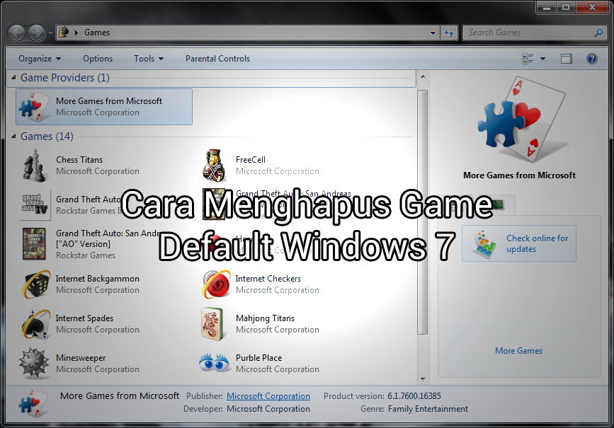 Cara Menghapus Game Default Windows 7