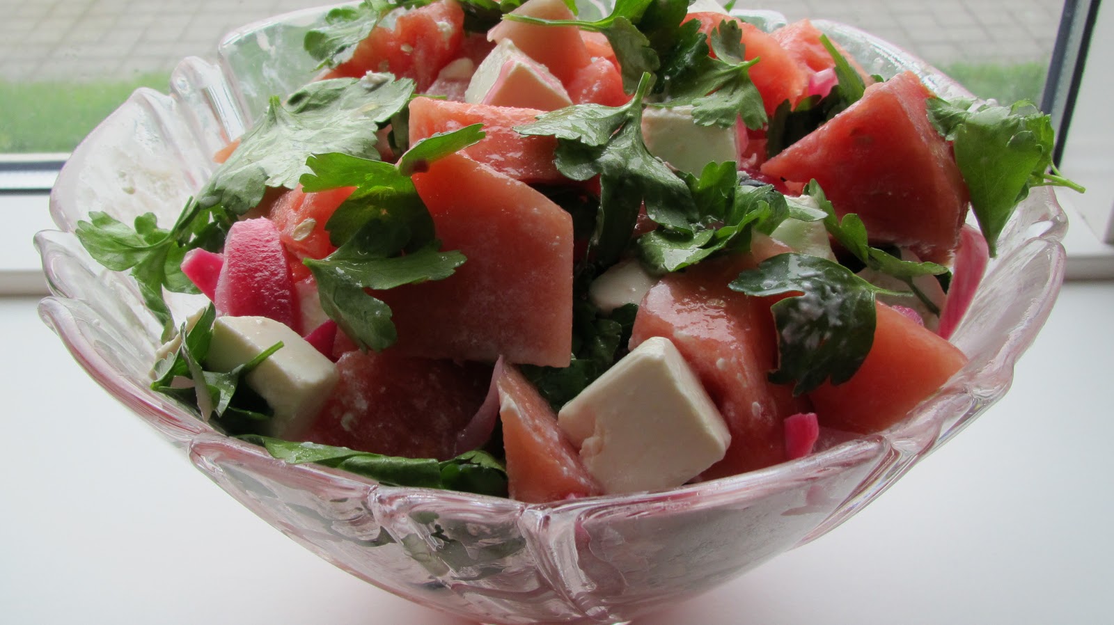 Madglad Bogorm Salat med vandmelon og feta
