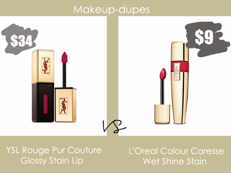 Makeup dupes YSL Rouge Pur Couture Glossy Stain Lip dupe
