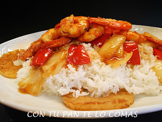 Gambas Agridulces Con Arroz Basmati