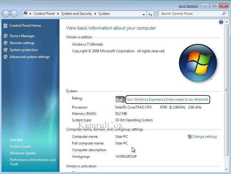 your windows experience index needs to be refreshed your windows experience index needs to be refreshed