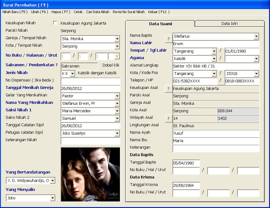 Form Entry Surat Nikah