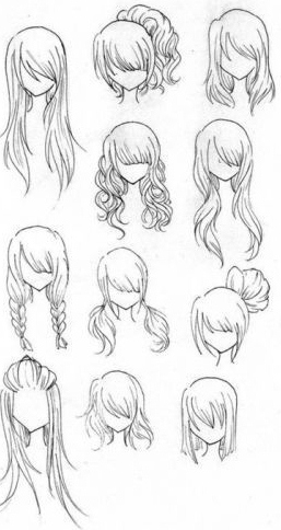 Como desenhar cabelo feminino anime - Como desenhar