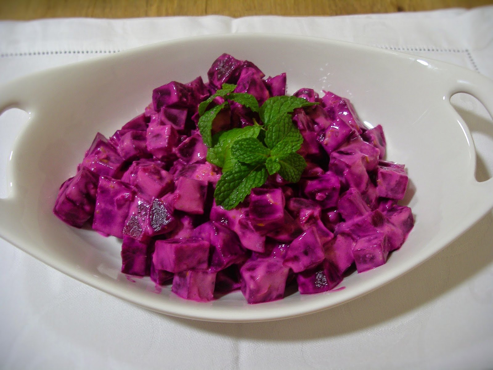 KITCHEN IN THE SAND Shamandar beetroot salad with yogurt tahini dressing