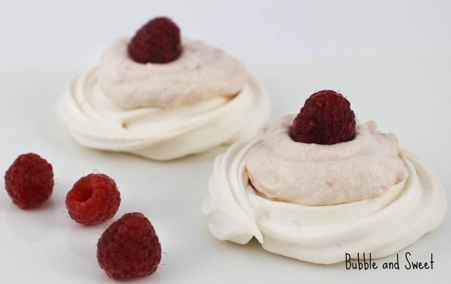 Bubble and Sweet Raspberry Cream Meringues