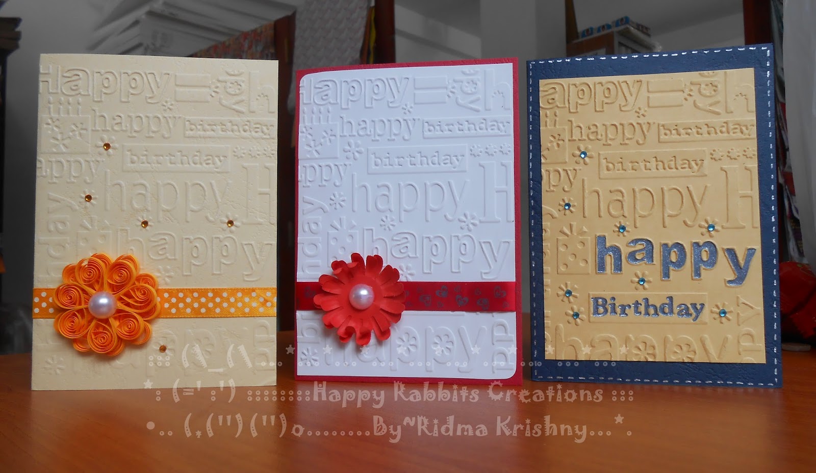 Happy Rabbits Creations Happy Birthday Embossing Folder Cards..