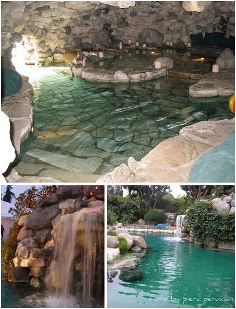 SWIMMING POOL WITH ARTIFICIAL CASCADE AND WATERFALLS