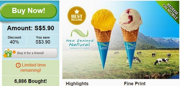 New Zealand Natural Ice Cream Groupon Offers, discount, promotion, groupon Singapore