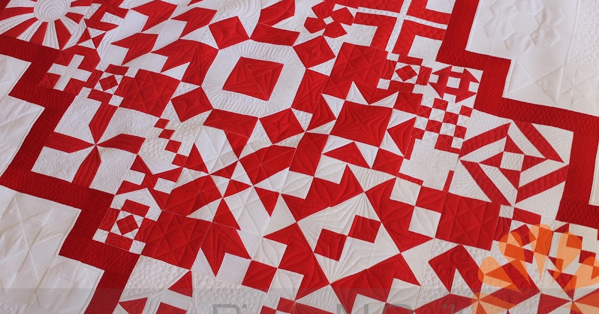 Piece N Quilt Red & White Block Exchange Quilt Custom Machine