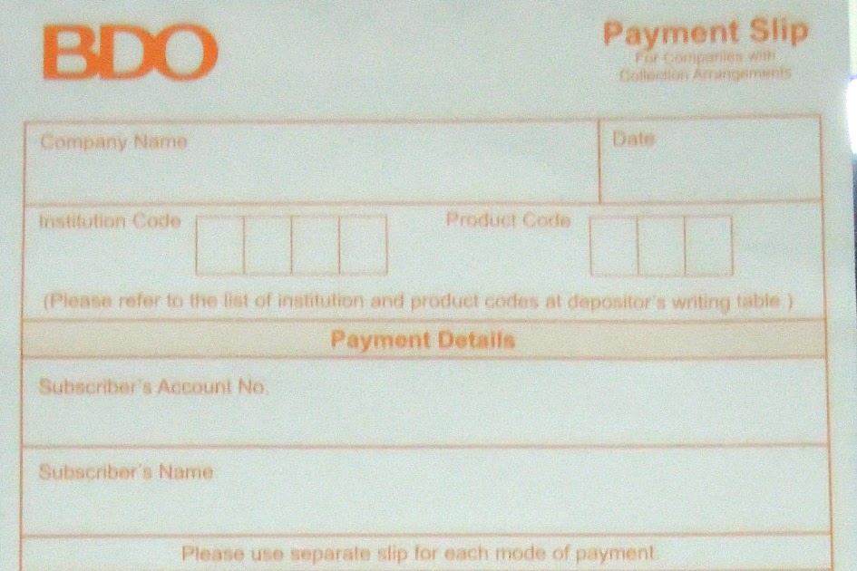 B U D G E T B I Y A H E R A How to fillup a BDO Payment Slip for Cebu