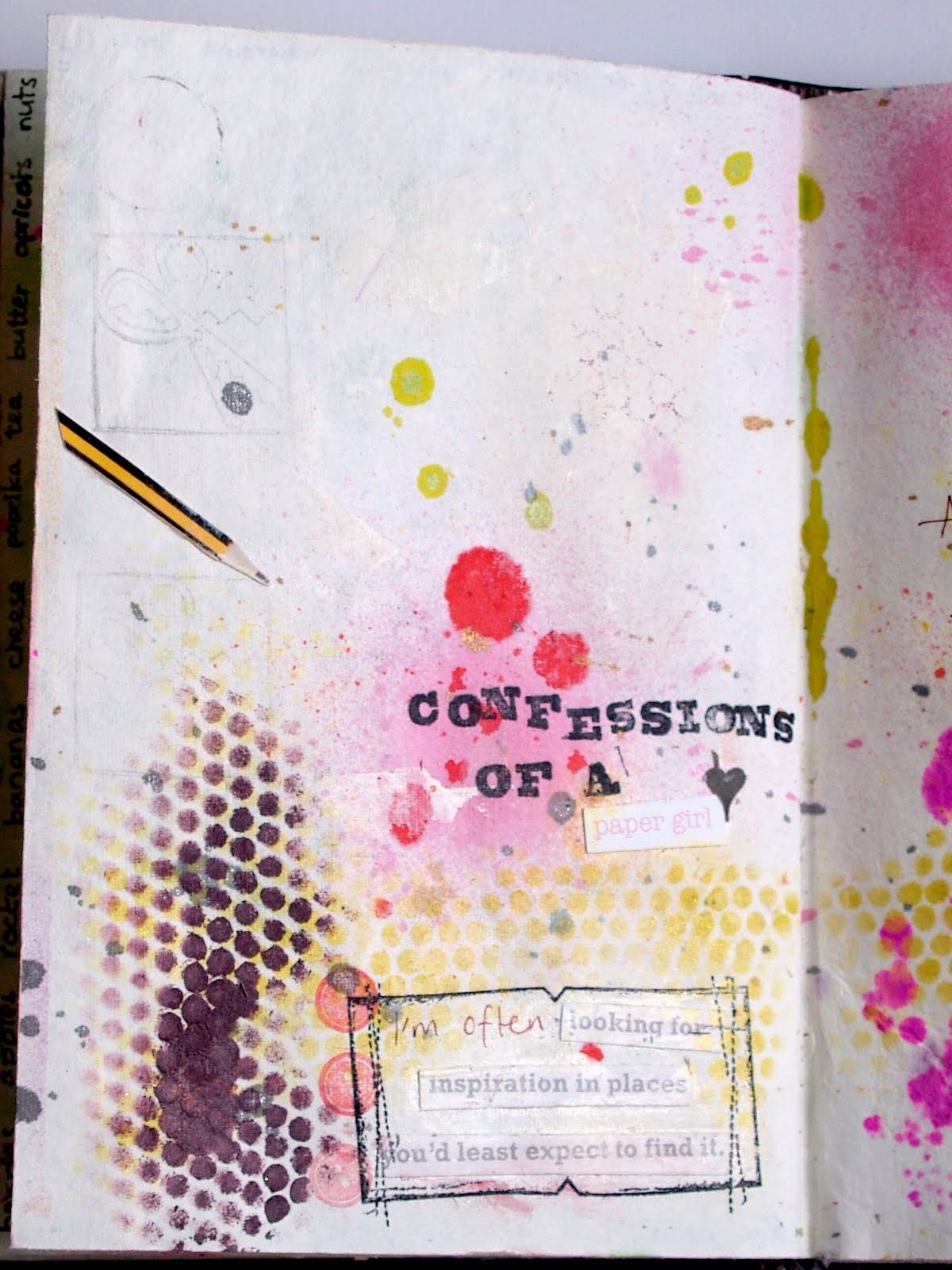 notes on paper Art Journal Challenge Week 21 Hobbies
