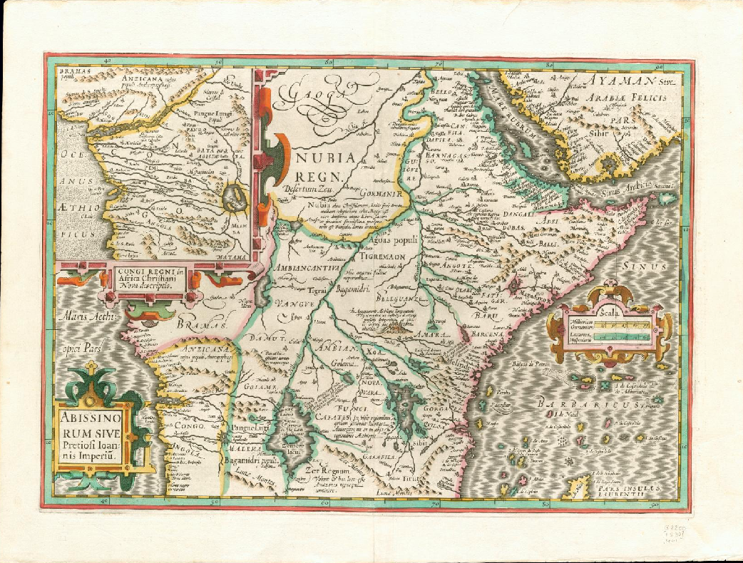 map of the abyssinian empire in the medieval imagination drawn in 16th century combining ptolemies tradition and findings of contemporary travelers