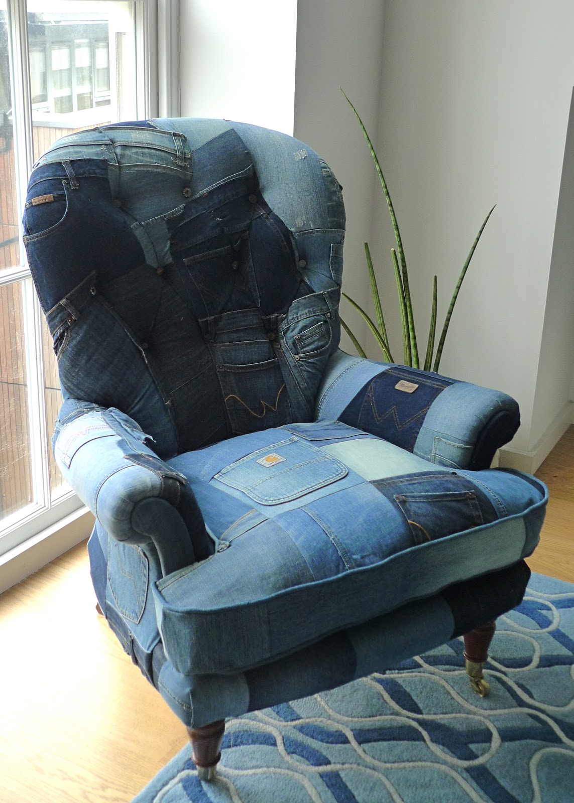 JO PRICE UPHOLSTERY + DESIGN Our latest commission denim chair made