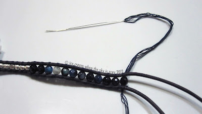 DIY: How To Make Chan Luu Wrap Bracelet (Women's Style) Dark Blue Fire Agate Mix Wrap Bracelet On Natural Dark Blue Leather Silk Thread Blue Agate Onyx 2.125inch Big Eye Needle