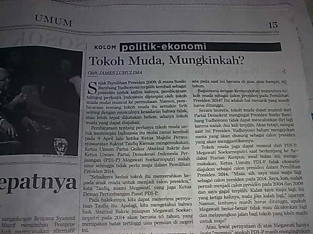 kumpulan kliping sosial politik, ekonomi dan budaya April