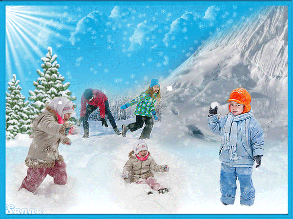 Znalezione obrazy dla zapytania zabawy na śniegu gify