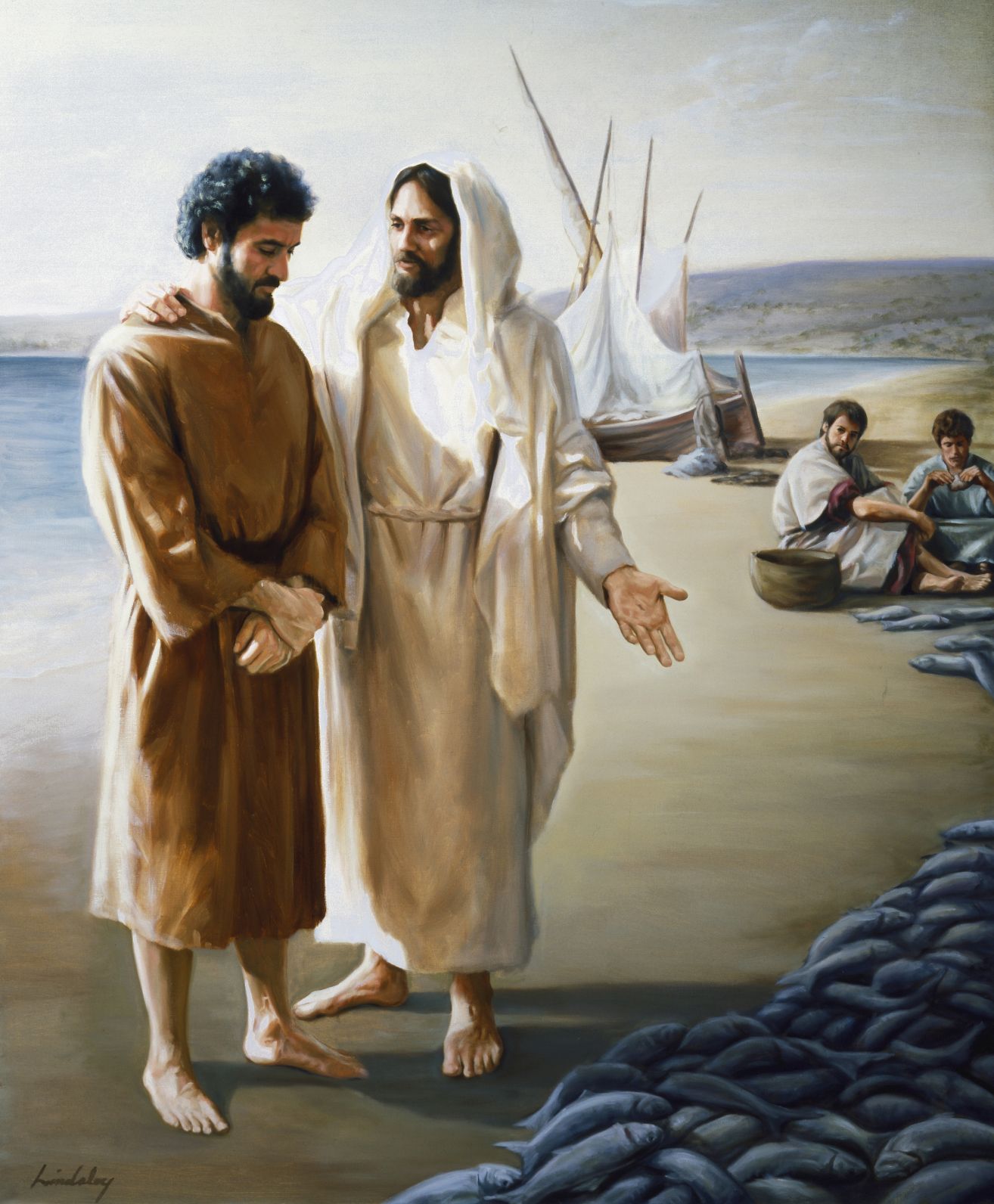 As Peter stands before Jesus it is reasonable to presume that he is all too aware of his failure to stand by and with his beloved master during the Passion.
