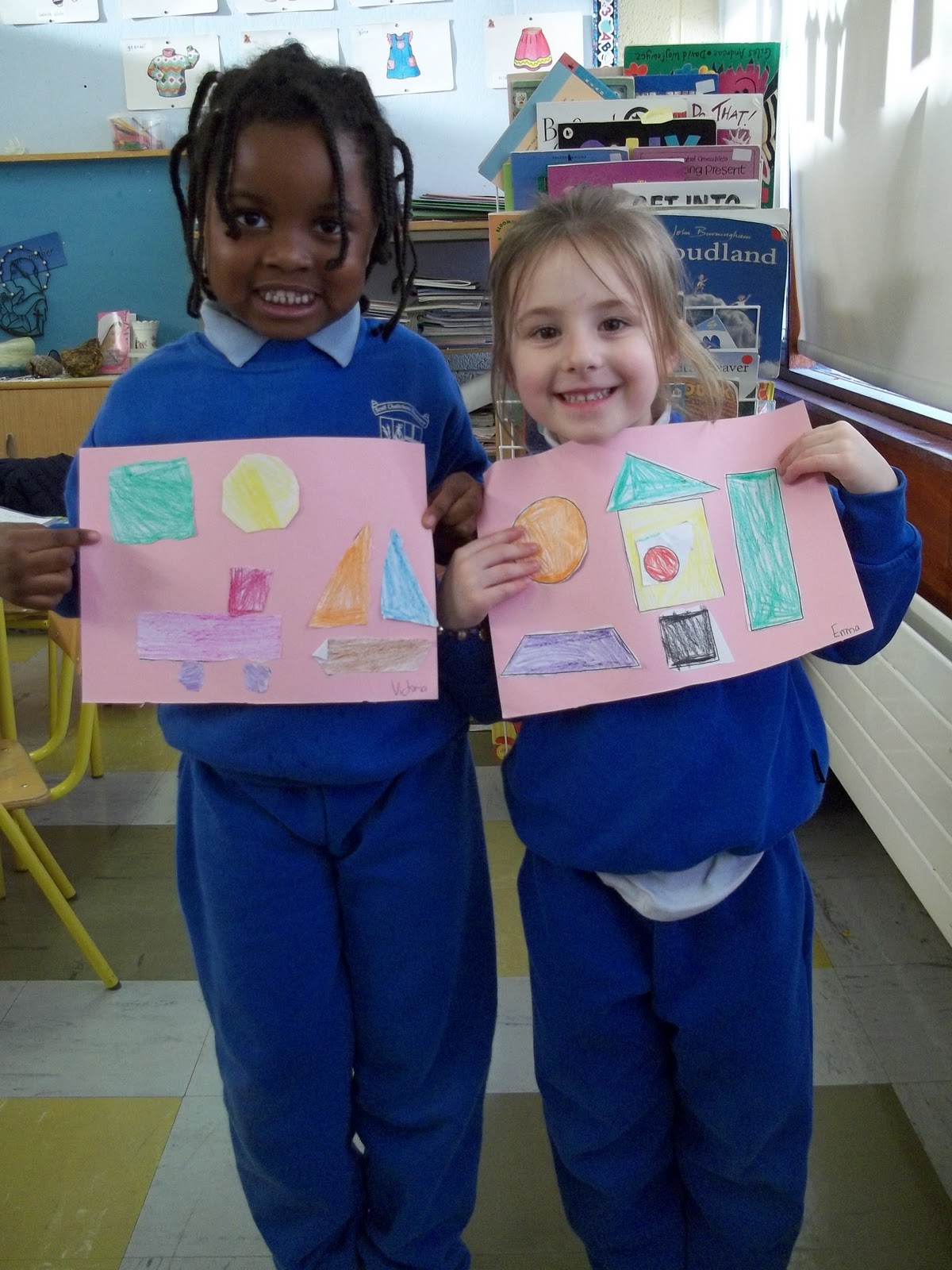 Maths Page Shape pictures in Junior infants