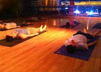 Corpse pose in yoga class