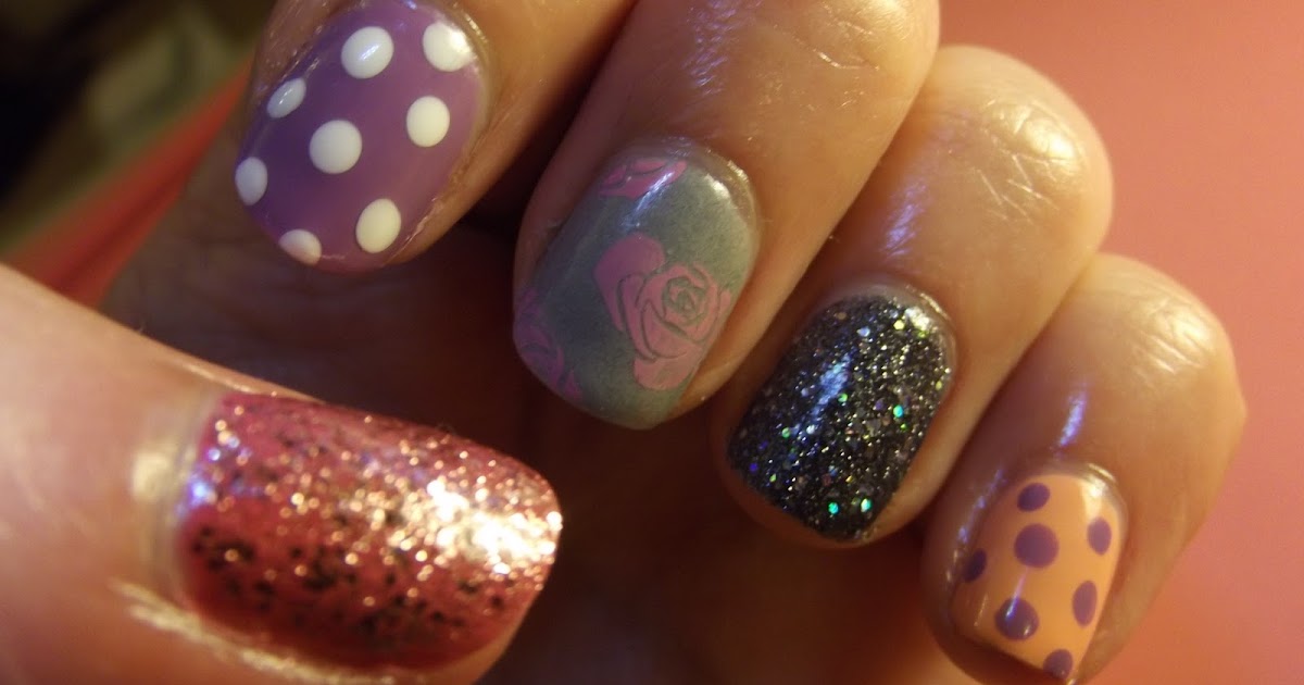 Persistently Glittery Mismatched Spring Nails with China Claze Some